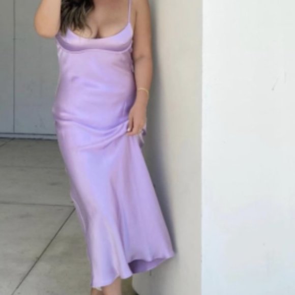 zara purple satin midi dress ZARA Satin lilac Dress - Midi Dress by Zara